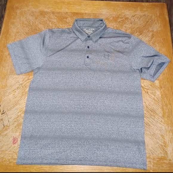 Under Armour Heat Gear The Playoff Polo Men's Size XLarge Gray stripped - Picture 1 of 7